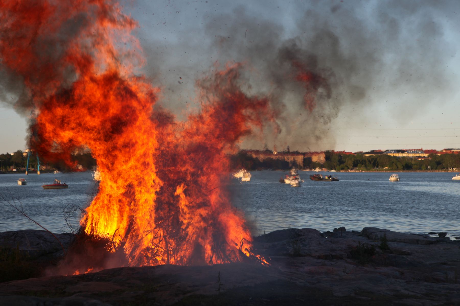 bonfire on an island in Finland