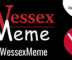 Title card announcing the launch of Wessex Meme on Instagram. A large version of the full-text Wessex Scene Logo takes up the top left except "Scene" has been replaced with "Meme" using Comic Sans font. Below the logo is an Instagram glyph with "@WessexMeme" beside it. Top right is a little slanted blob with the text "Now Available at Selected* Social medias! *Only one" with the "only one" disclaimer in much smaller font. Bottom right is a wonky version of the Wessex Scene circular glyph logo with the font changed to Comic Sans.